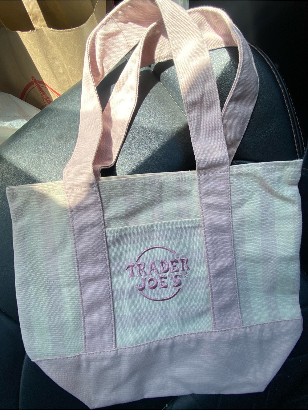 Trader Joe's Pink Stripe Canvas Tote